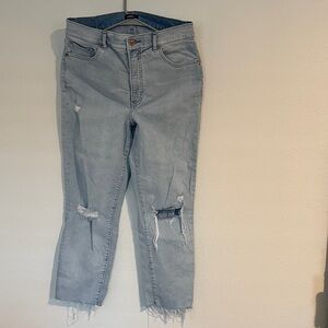 Express High Rise Light Blue Distressed Jeans